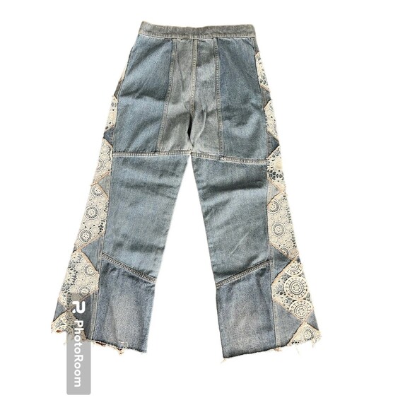 We the Free In My Element Kaleidoscope Patched High Rise Raw Hem Flare Jeans NEW - Picture 9 of 10